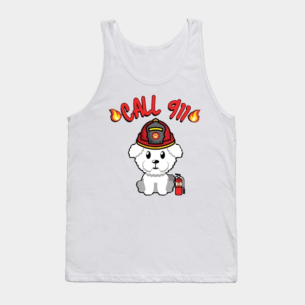 Cute furry dog is a firefighter Tank Top by Pet Station